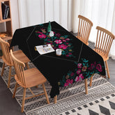 Lofaris Romantic Floral Red Roses Botanical Black Tablecloth